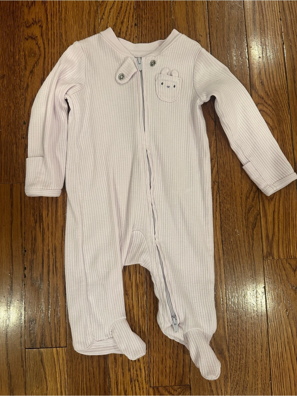Carter's Ribbed Footed One-Piece in Light Pink